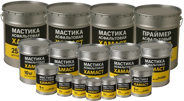 Серия материалов ХАМАСТ ЭКОБИТ ДСТУ Б В.2.7-108-2001 ( ГОСТ 30693-2000 ) - праймера, мастики, герметики ( бюджетный выриант )